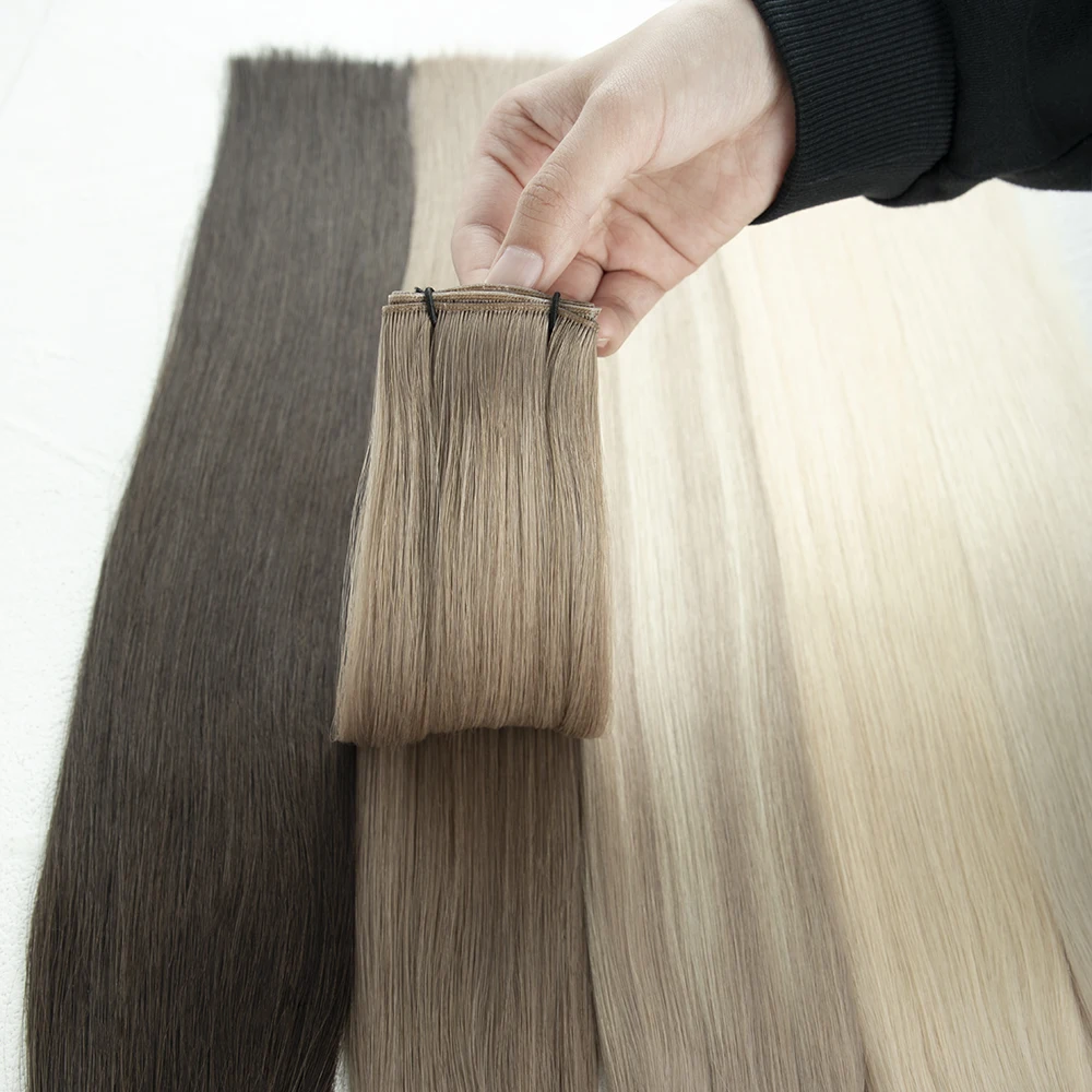 Leshine High Quality New Genius Weft Hair Hand Tied Weft human Hair Extensions Can Be Cut Flat Invisible Genius Weft