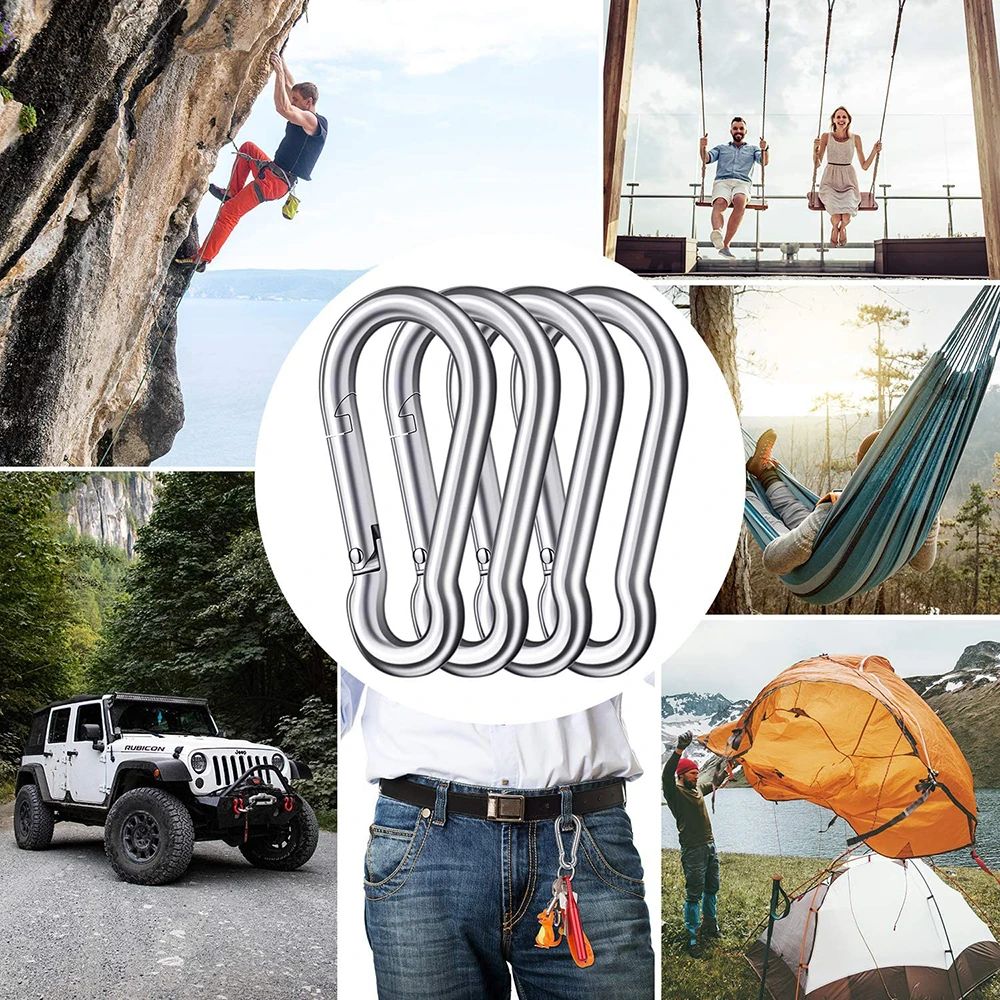 BT-245 Heavy Duty DIN 5299 FORM C 7mm 304 Snap Hook Gourd Type Stainless Steel Carabiner Mousqueton Karabiner Snap Hook