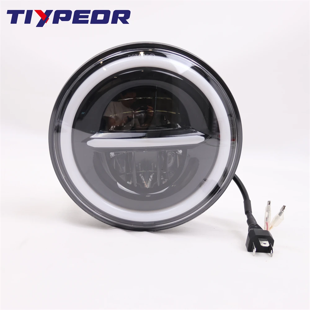 product tiypeor motorcycle 7 led headlight running headlamp light for harley sportsters xl xg 883 dyna softail touring street glide-3