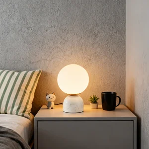 JACKSUN Mini Marble Table Lamp Bedside Decor White Glass Table Lamp Study Room Minimalist Luxury