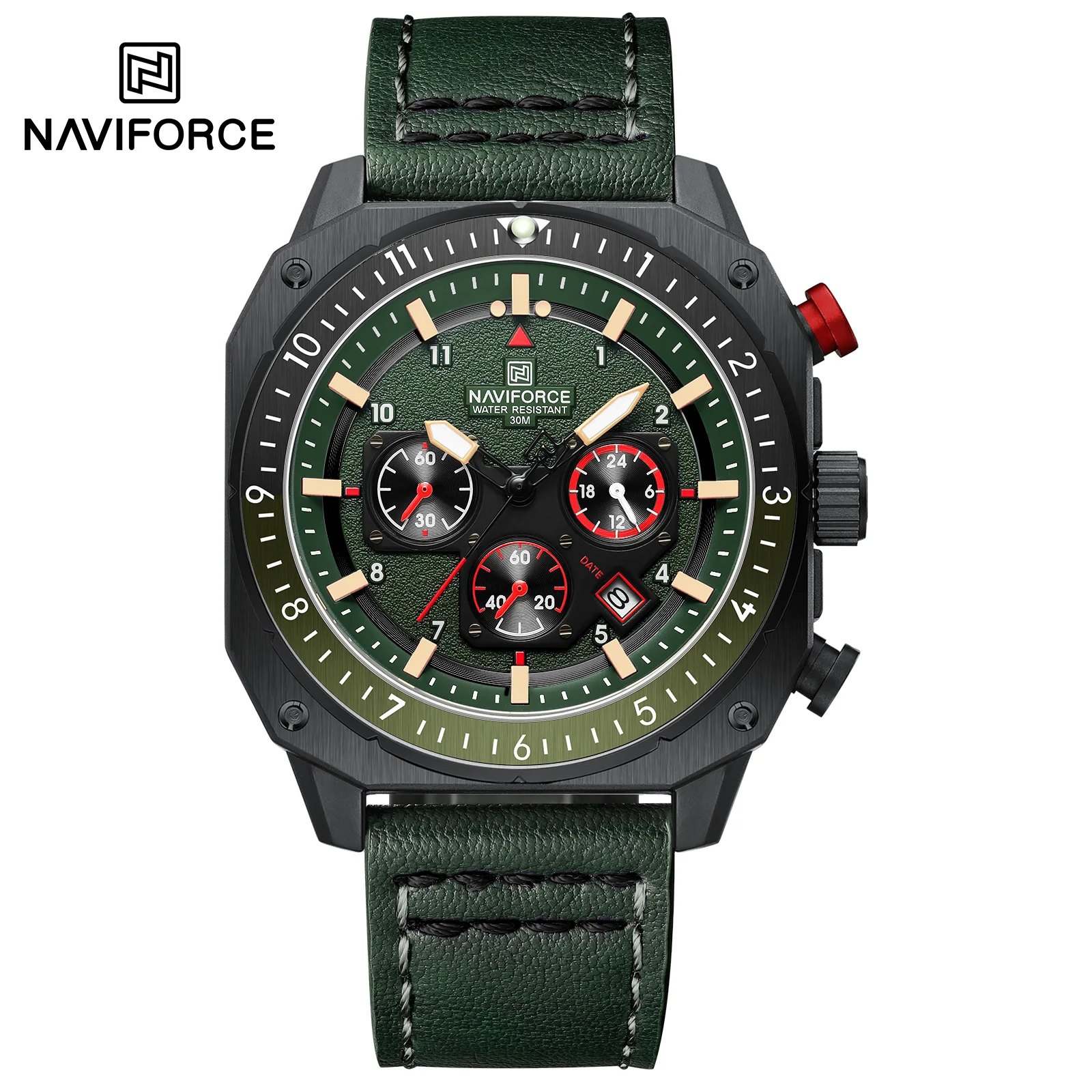 NAVIFORCE Brand High Quality Men Watch Leather Strap Waterproof Male Quartz Wrist watch Sport Clock Relogio Masculino 8057