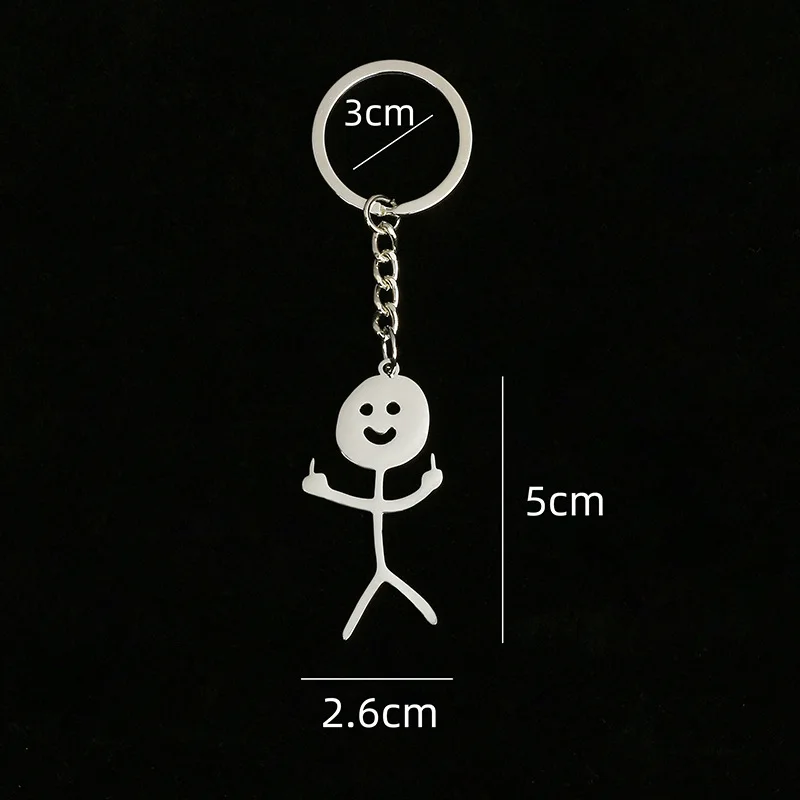 2024 Funny Middle Finger Stickman Keychain Cute School Bag Car Key 