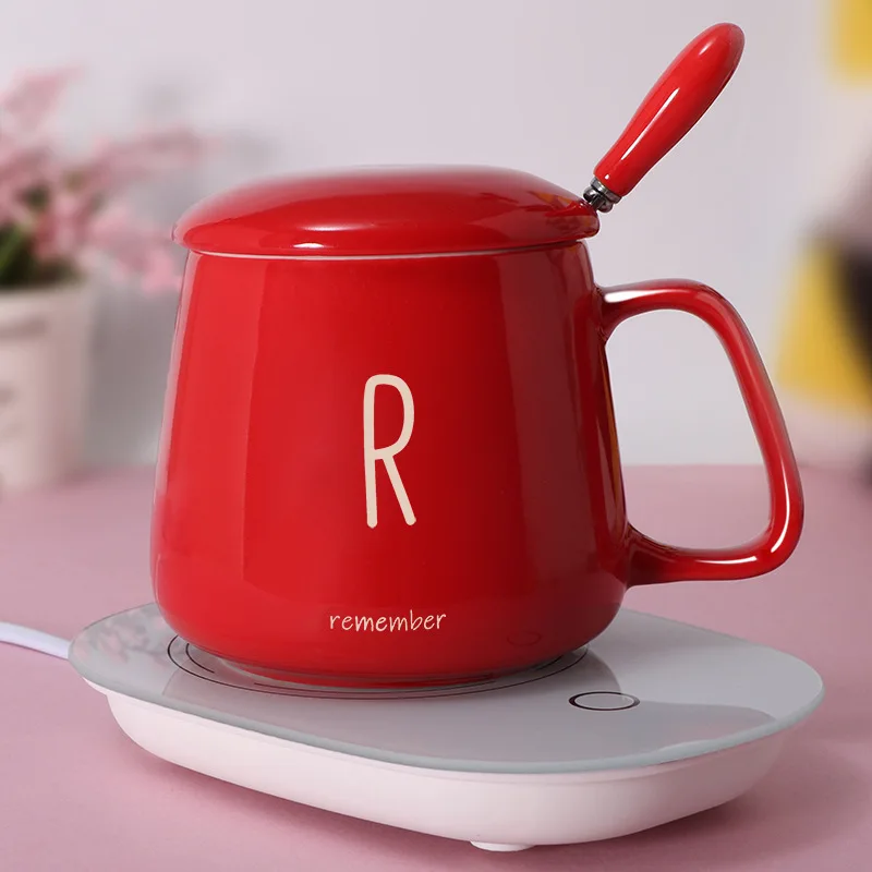 55 Degrees Christmas Cup Electric Heat Cup Coffee Ceramic Mug Warmer Heating Smart Mug With Heating Wireless Coaster