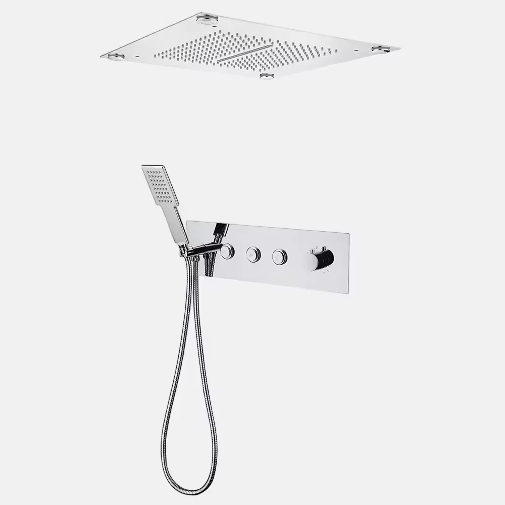 High Quality Hotel Project Chrome 2 way In-wall Brass Concealed Shower Mixer ABS Overhead Shower & Handle Shower for bathroom