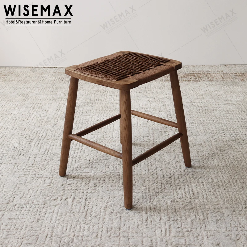 WISEMAX Modern Small Natural Wood Stool for Dining Bar