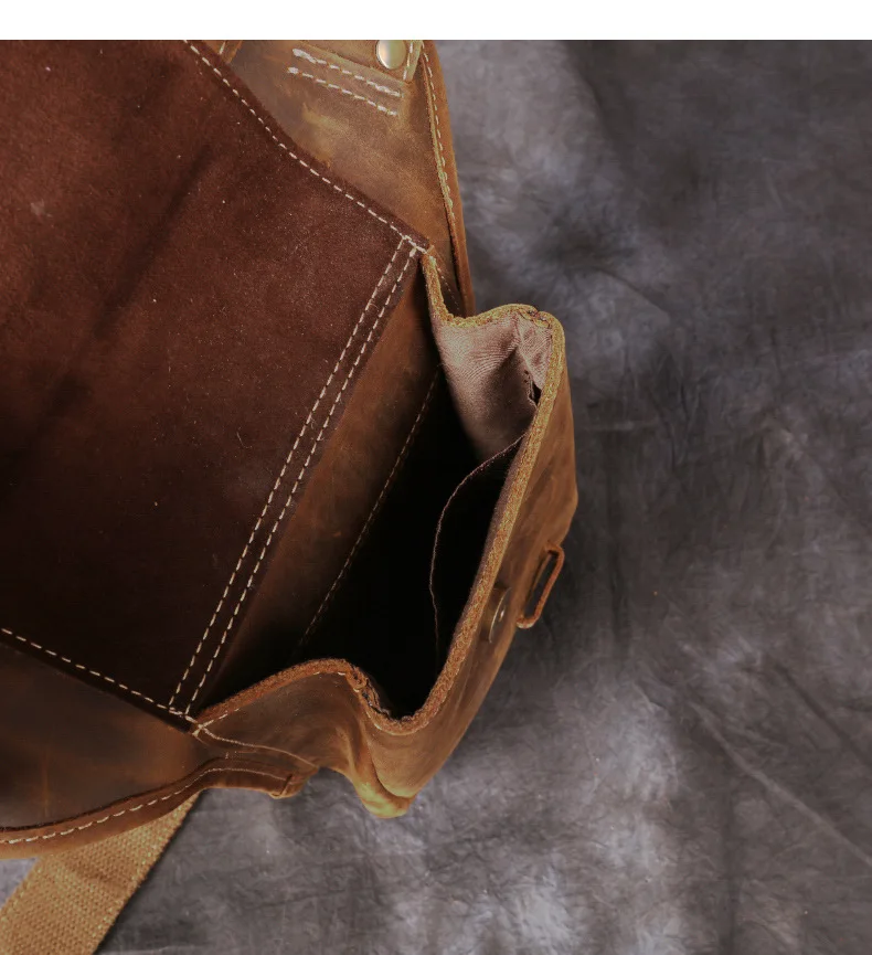 Vintage Genuine Crazy Horse Leather Waist Bag for Men Cowhide Motorcycle Crossbody Leg Saddlebags & Luggage