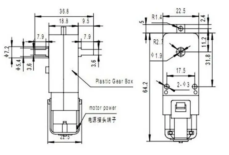 Yellow Dc3v6v Dc Motor Tt Motor Ligent Car Chassis Fourwheel