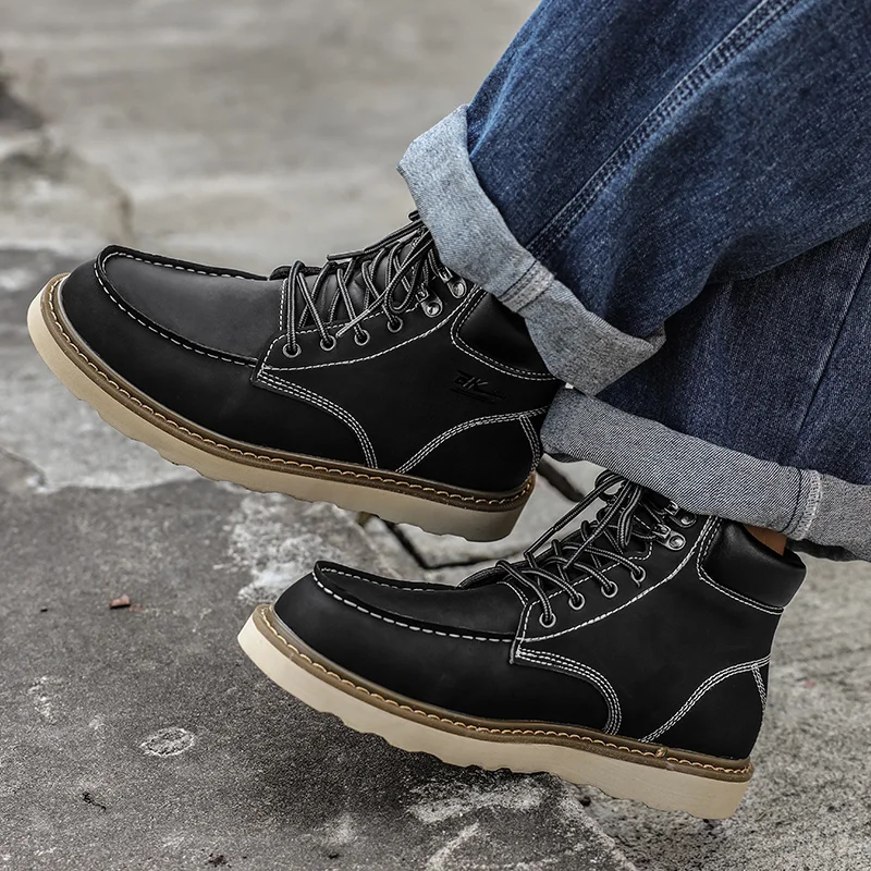 Shoes Martin Shoes Autumn And Winter High Top Men's Fashion Trendy New Boots Casual Leather Business Boots