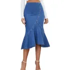 Skirt Denim Denim Women's Solid High Waist Mermaid Skirt Fashion New Wholesale Custom Women Blue Denim Skirt