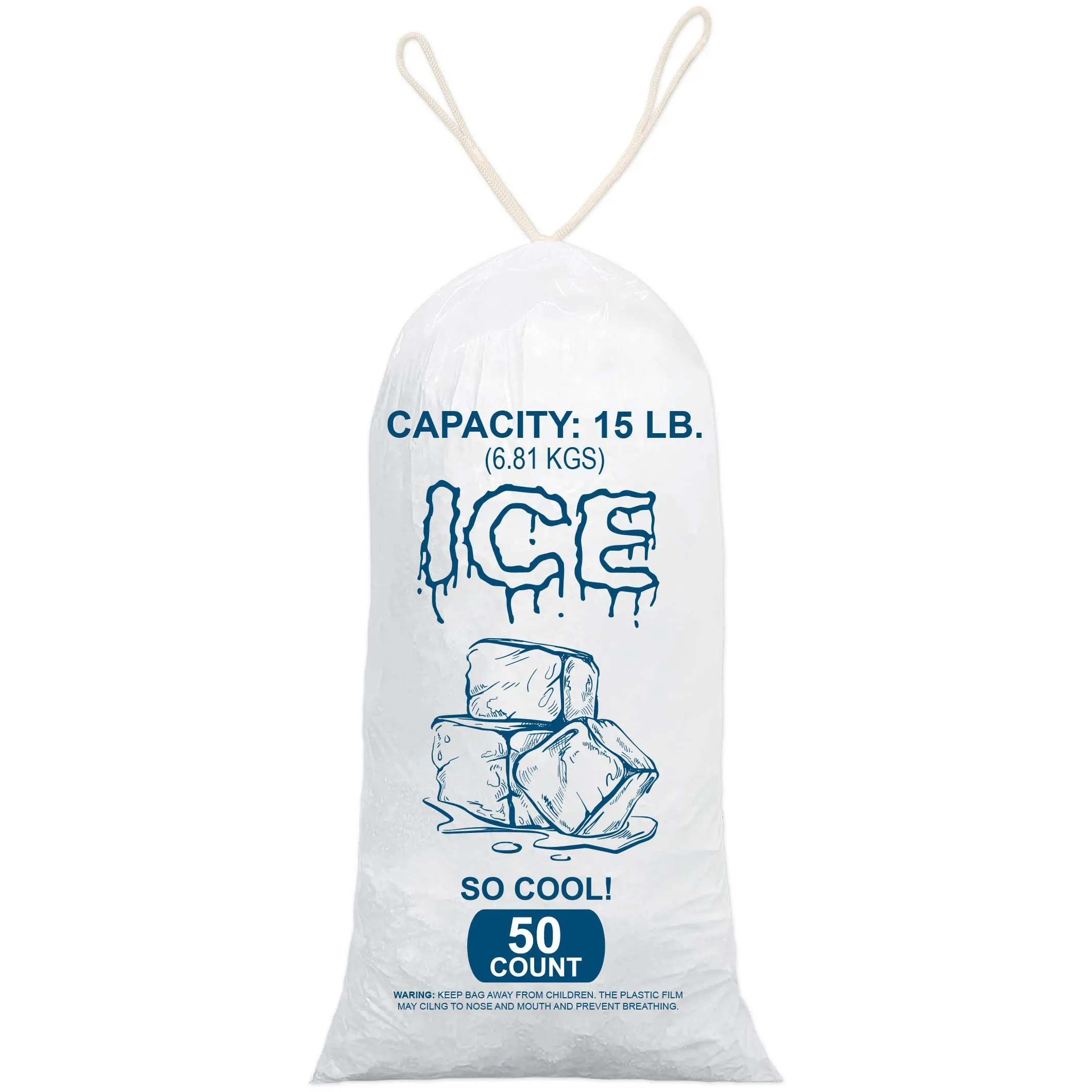 Custom Heavy Duty Ice Bag - 14 X 28 Inch, 2.8mil Thick