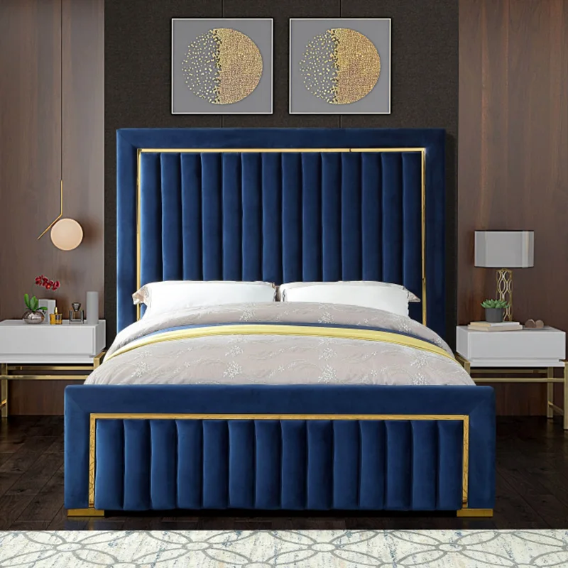 Домашняя модная мягкая бархатная кровать, роскошная мебель для спальни