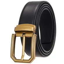 High Quality Classic Gold Pin Buckle Belt Custom Logo Casual Men 100% Leather Belts