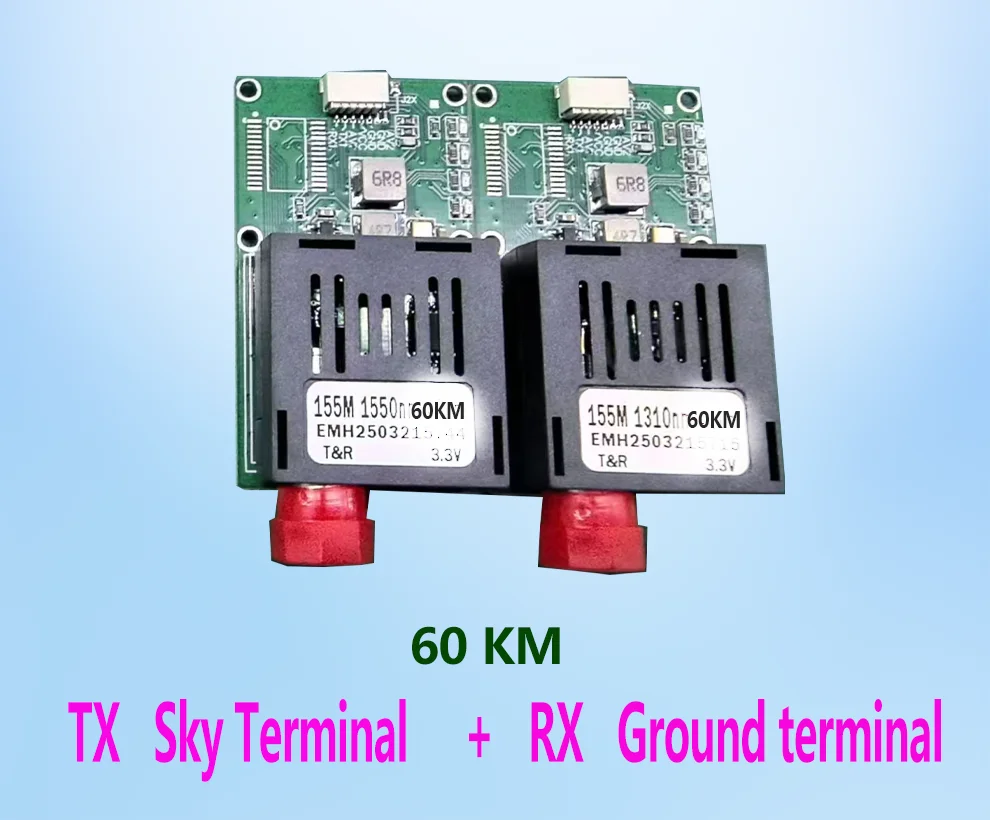 60KM Optical Fiber Transceiver Module Specialized for Drone SC/FC/LC/ST Interface UART/TTL/SBUS Fiber Optic Converter FPV