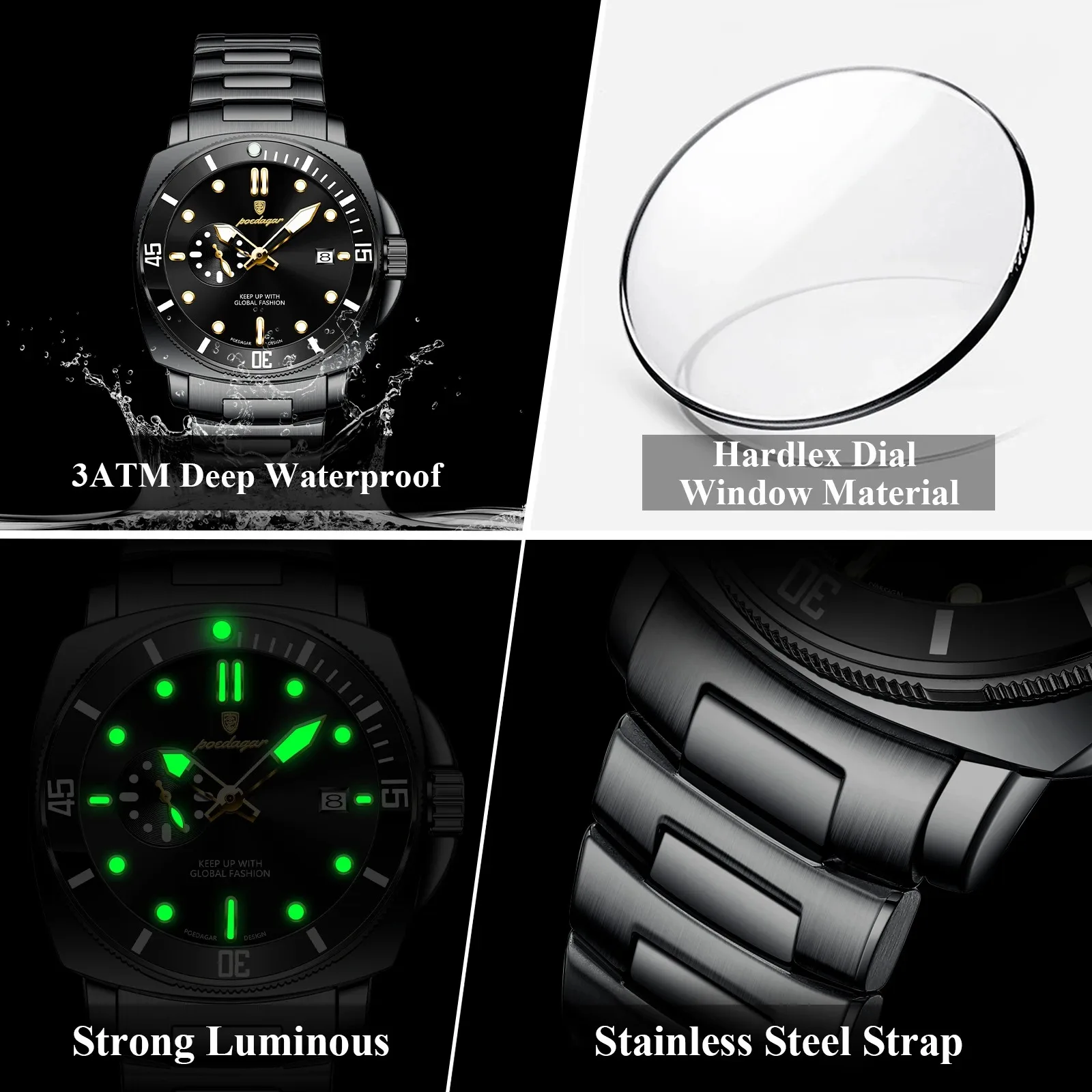 POEDAGAR 873 Top Original Fashion Wristwatch Luminous Waterproof Date Classic Men's Watc aperçu 4
