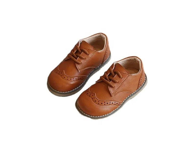 Mode Bloemen Cut Lace-Up Kinderen Causale Schoenen Vintage Bruin