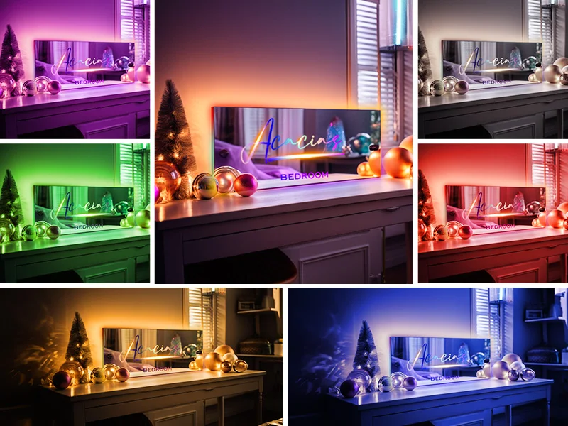 Zouwii Miroir Lumineux Personnalisé LED Avec Nom - Enseigne Murale Chambre Personnalisable