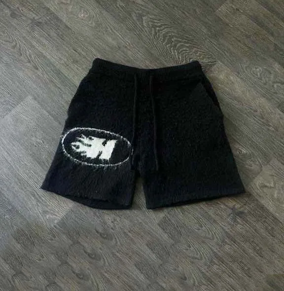 Custom Printed Logo Mohair Shorts Pants Drawstring Fuzzy Knit Streetwear Shorts for Men gallery 2