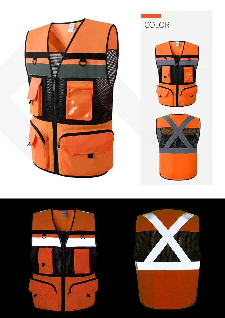 High Visibility Reflective Vest Working Clothes Motorcycle Cycling Sports Outdoor Reflective Safety Clothing Safety Coat for Car