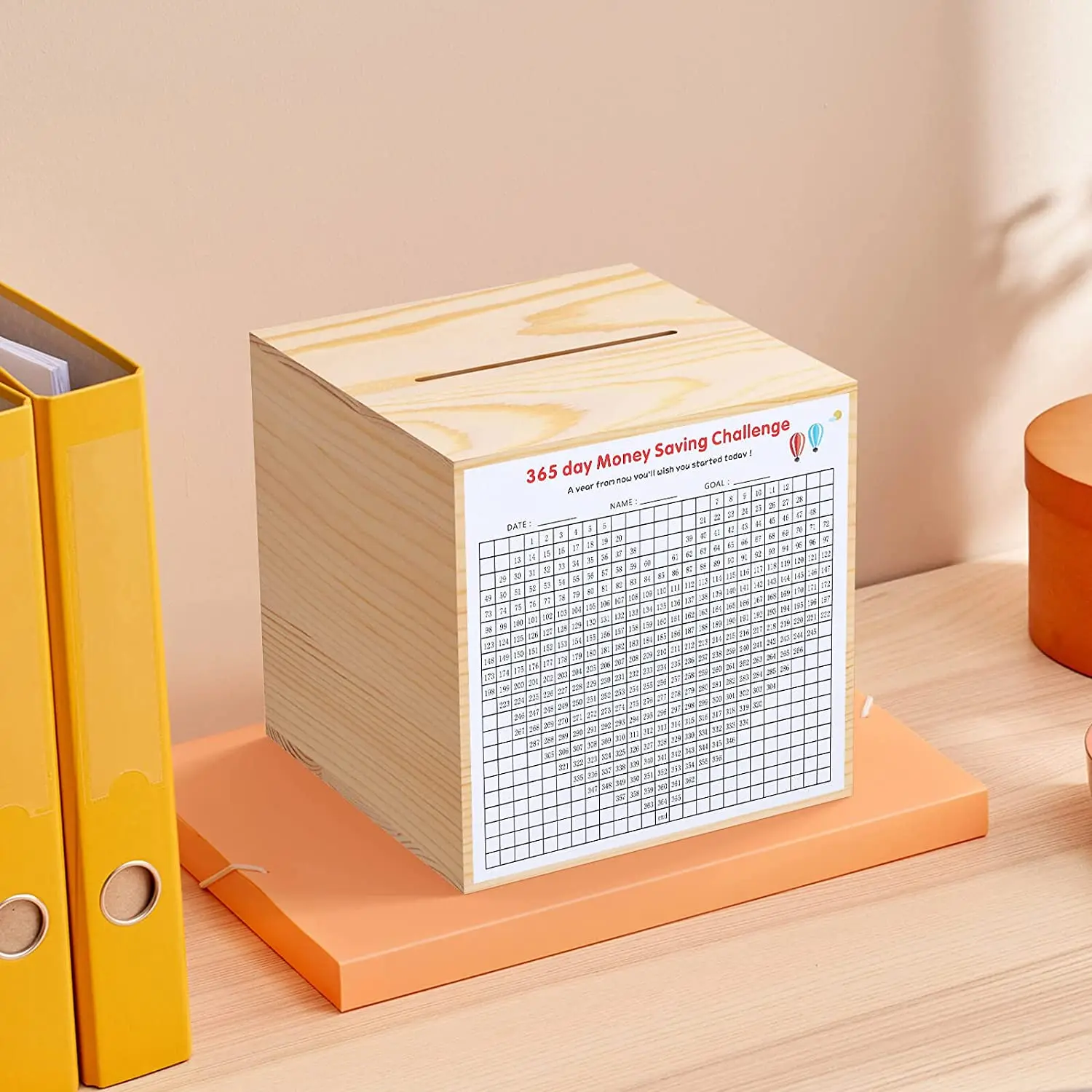 PUSELIFE деревянное ремесло, большая пустая деревянная 365 копилка для денег для взрослых с логотипом
