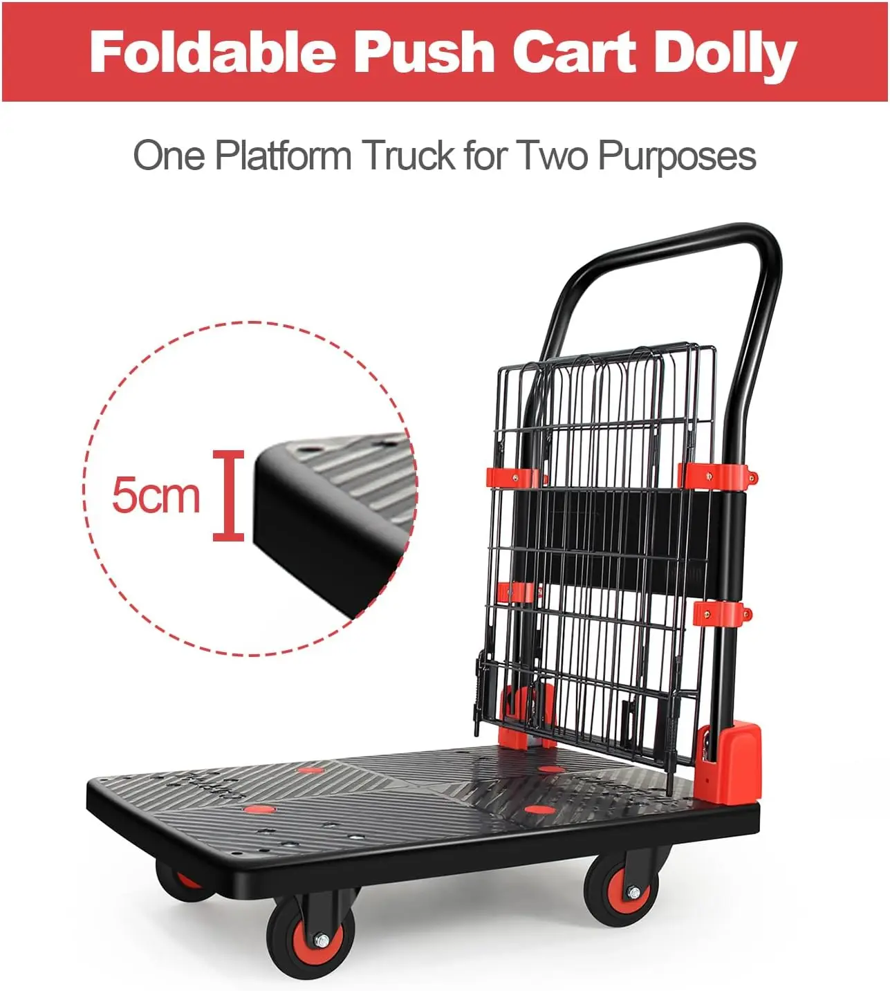 Foldable Push Cart Electric Drive Cart Platform Warehouse Trolley Electric Platform Carrier Folding Hand Truck Cage Cart