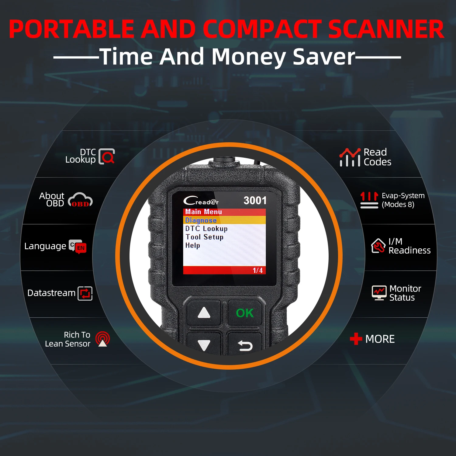 LAUNCH  Creader 3001 Obd2 Scanner Engine Fault Code Reader Mode 6 Can Diagnostic Scan Tool for All Obdii Protocol Cars