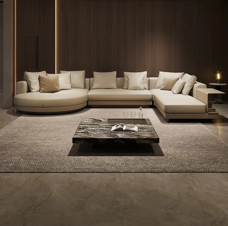 Modern Home Furniture Living Room Modular L Shape Sofa Italian Design  Curved Leather Sofa Combinations