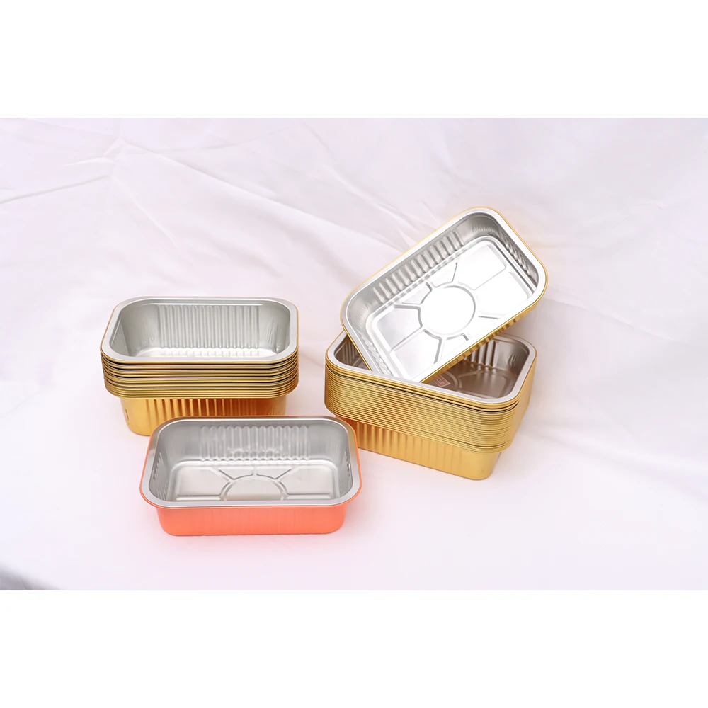 Convenient Recyclable Rectangular Plate Box Tray Aluminum Foil Food Container