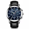 3 Silver Case Blue Dial Leather Strap