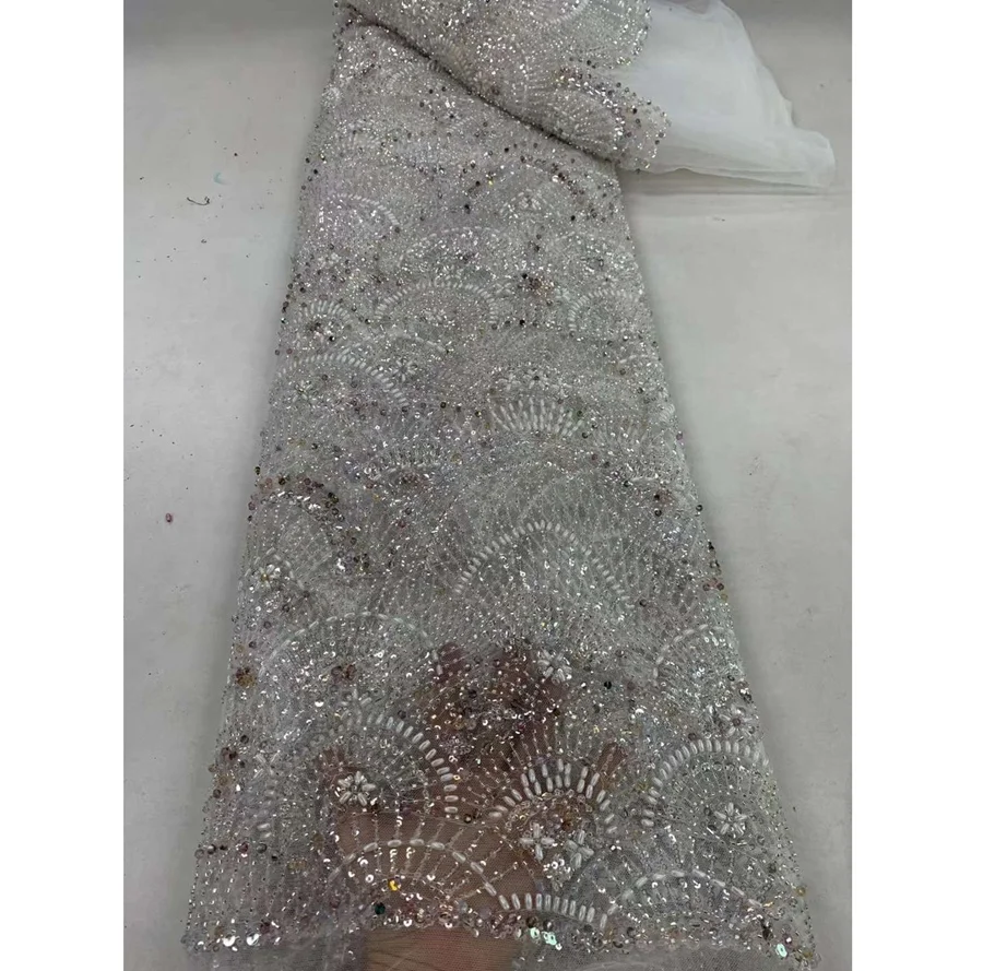 Bordure Franges Tubulaires 15cm Grises Et Bleues - Dentelle Perles Pour Robe Mariée Et Soirée