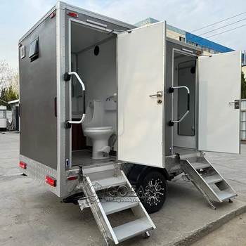 Commercial Luxury Mobile Toilet Trailer Portable Mobile Double Cabins Restroom Trailer Portable Bathroom