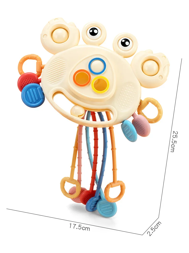 Montessori Pull String Sensory Toys Crab Shape Silicone Teething ...