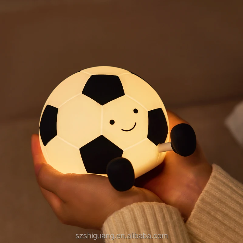 Custom Logo Football LED Nightlight Mini Rechargeable Bed Lamp Fancy Design Cute Soccer Night Lights for Kids Room New Product