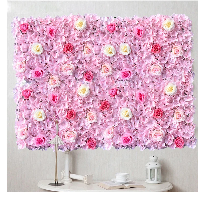 Wholesale Flower Wall Panel Backdrop Decorative Wedding Silk Flower Red