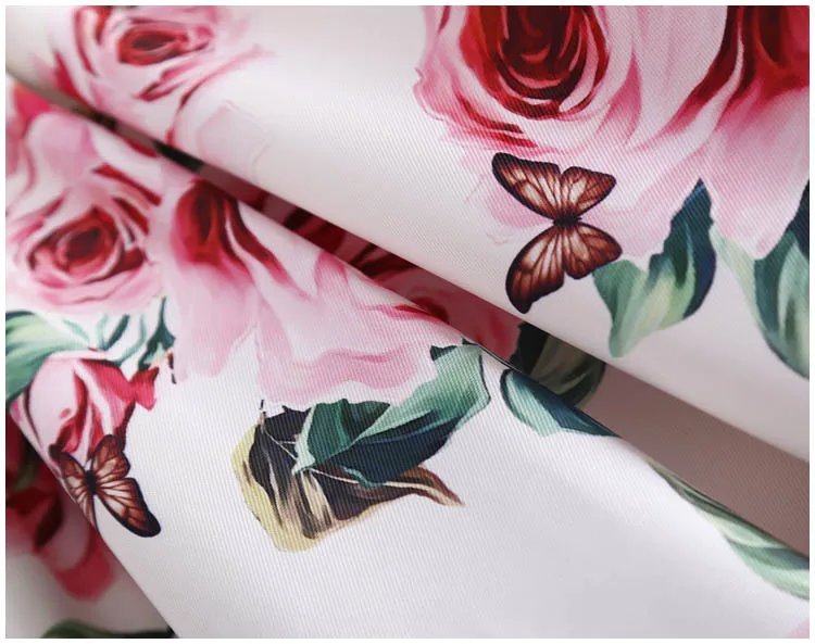 Ready to Ship or Custom Made Hot Sell Fashion High Quality Ladies Women Rose Print Dress
