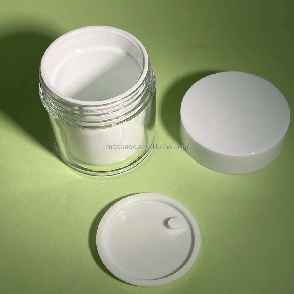 product in stock 30g 50g double wall cosmetic cream jar round highly transparent chemical resistant pp inner jar-28