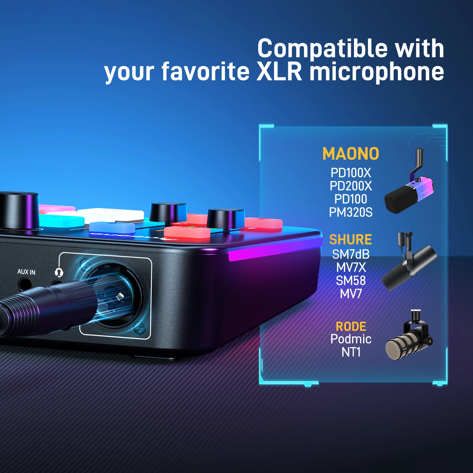 Maono G1 NEO Gaming Audio Mixer for Live Streaming - XLR Input