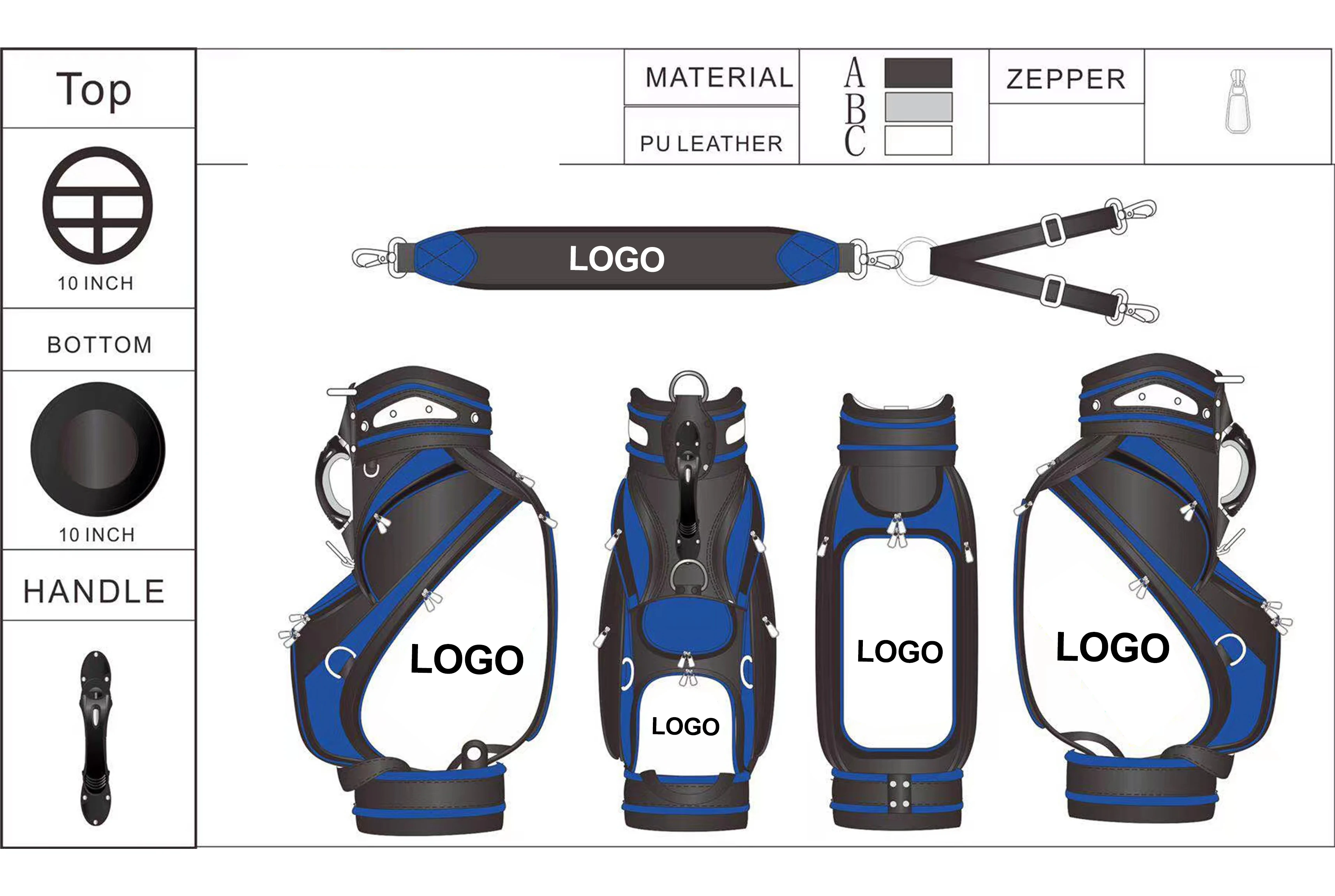 Golf Push Cart For Golf Club 4 Wheel Folding Golf Push Carts With Foot Brake Umbrella Holder