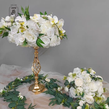 Large Yellow Golden Artificial Rose And Hydrangea Flower Ball Centerpieces For Wedding Decoration