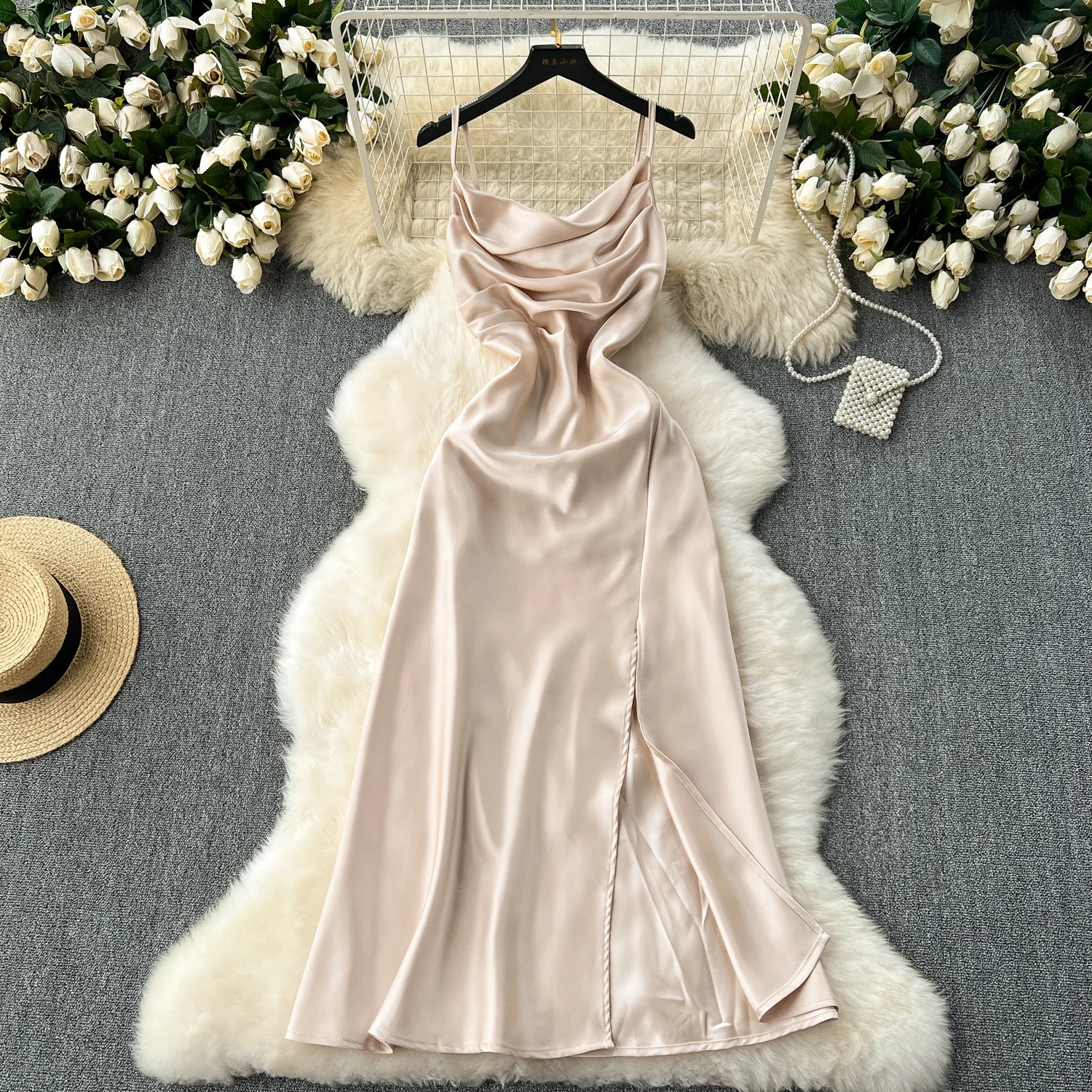 princess polly baby blue dress Morella Draped Waist Maxi Dress Champagne– Selfie Leslie