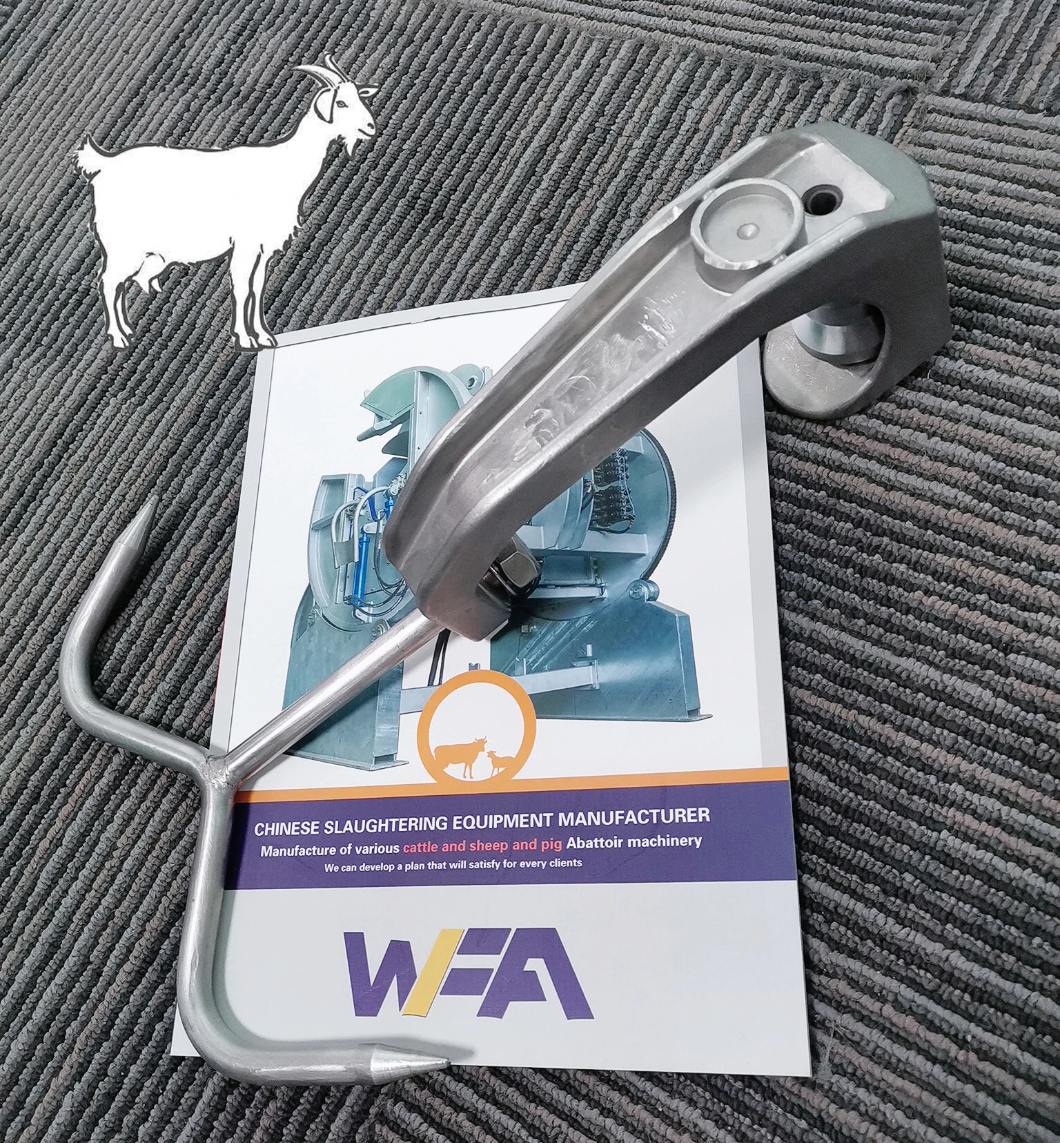 Complete WFA Sheep Meat Processing Slaughter House of Goat Butcher Overhead Rail Pulley Hook