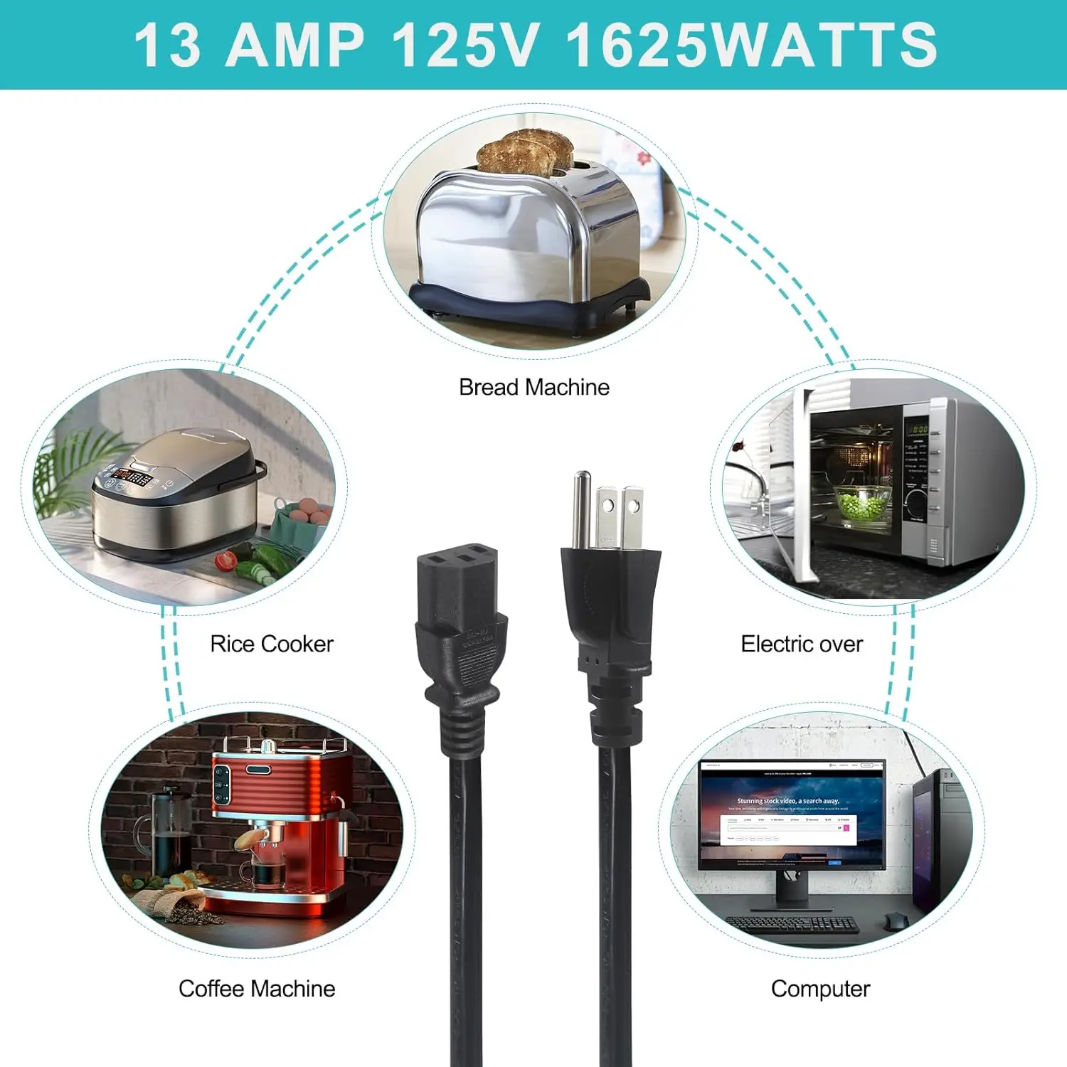 YILUN High Quality 220v USA Ac Power Cord 3 Pin Plug Pc Projector ...
