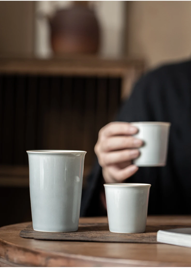 Iced Grey Coke Cup Set Ceramic Water & Teacup Porcelain Eco-Friendly Office & Home Espresso Drinkware with Chinese Design Style