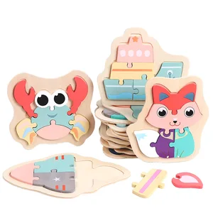 3D Puzzles Custom Animal Car Wooden Toy  Macaron Jigsaw for Kids