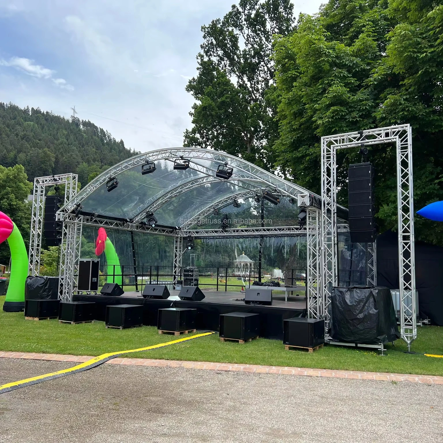Curved Truss Aluminum Outdoor Event Truss System with Performance Stage Truss Display for Hanging Speakers