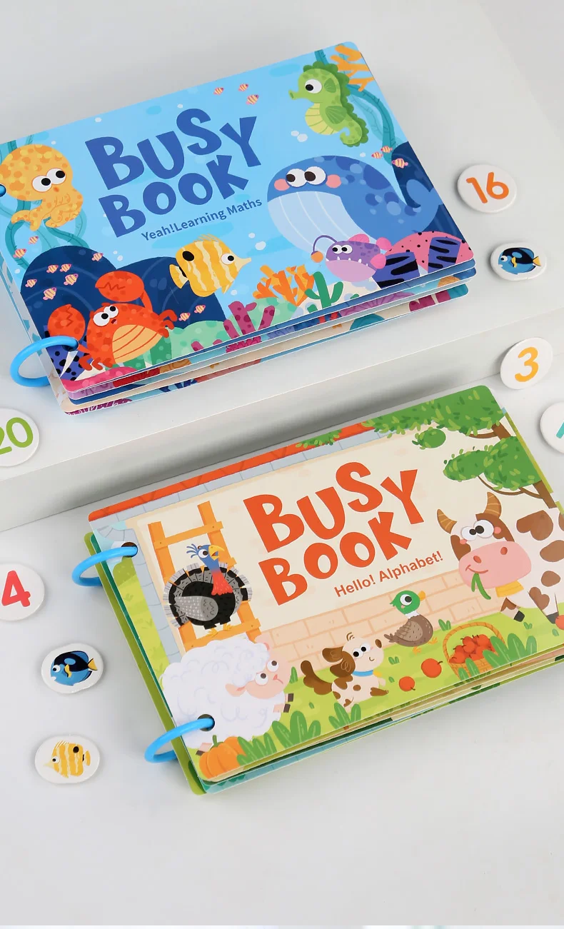 Toddler Quiet Book Early Learning Activities Puzzle Paste Matching Game Toy Kids Educational Magic Tape Wooden Busy Books Toys
