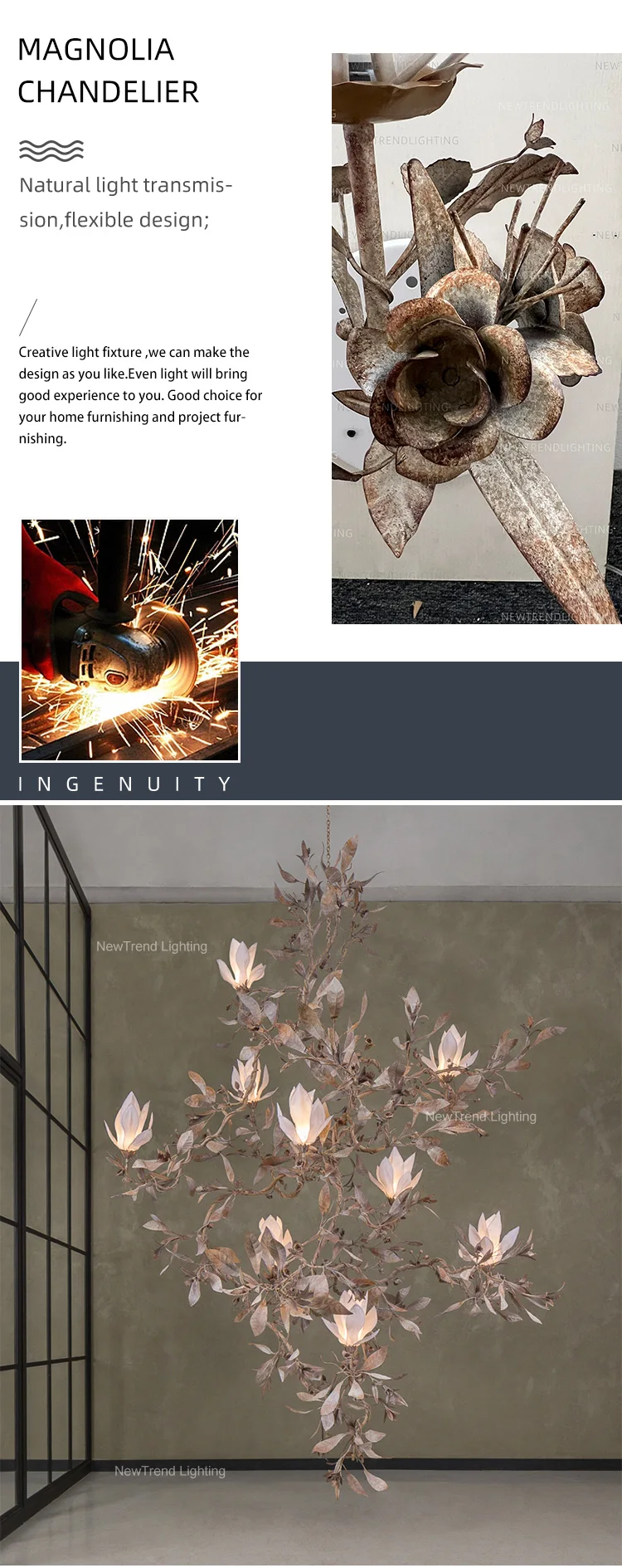 cpl 388 nature style residential decoration indoor hotel lobby staircase villa living room magnolia modern led chandelier pendant light-1