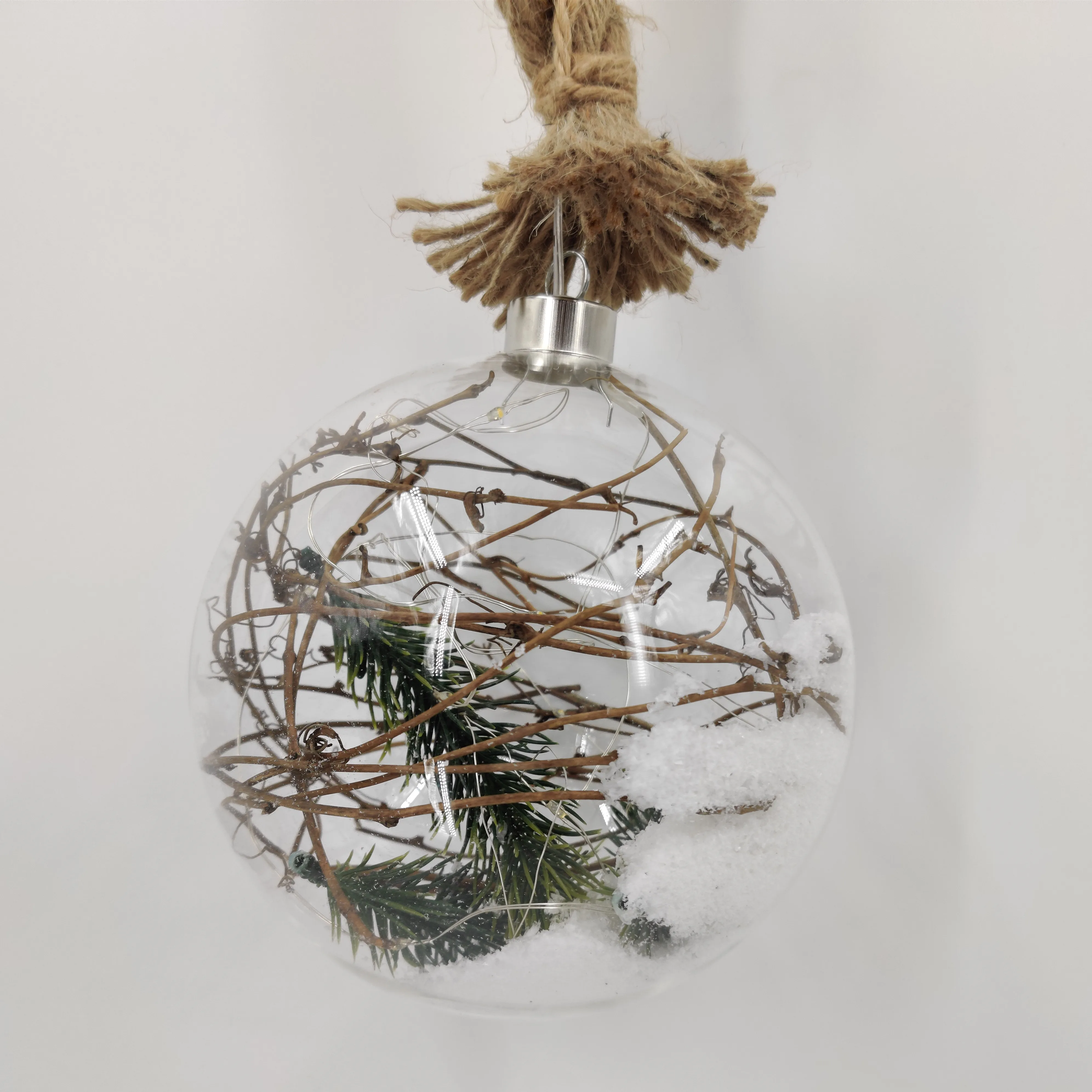 220 cm christmas hanging tree decoration battery powered glass pine cone with rope customized filling hanging bauble light orn supplier