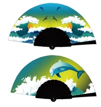 BSBH 23cm Plastic Folding Hand Fan With Custom LOGO For Men Women Summer Wedding Party Holiday Gift Handheld Dance Fans