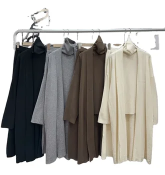 clothing manufacturers custom Simple Solid color cardigan winter women's sweaters muslim women dress