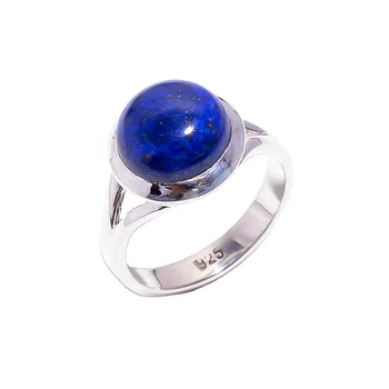Lapis Lazuli Ring Handmade 925 Sterling Silver Minimalist Blue Stone Women's Ring Wholesale Price Round Blue Lapis Lazuli Rings